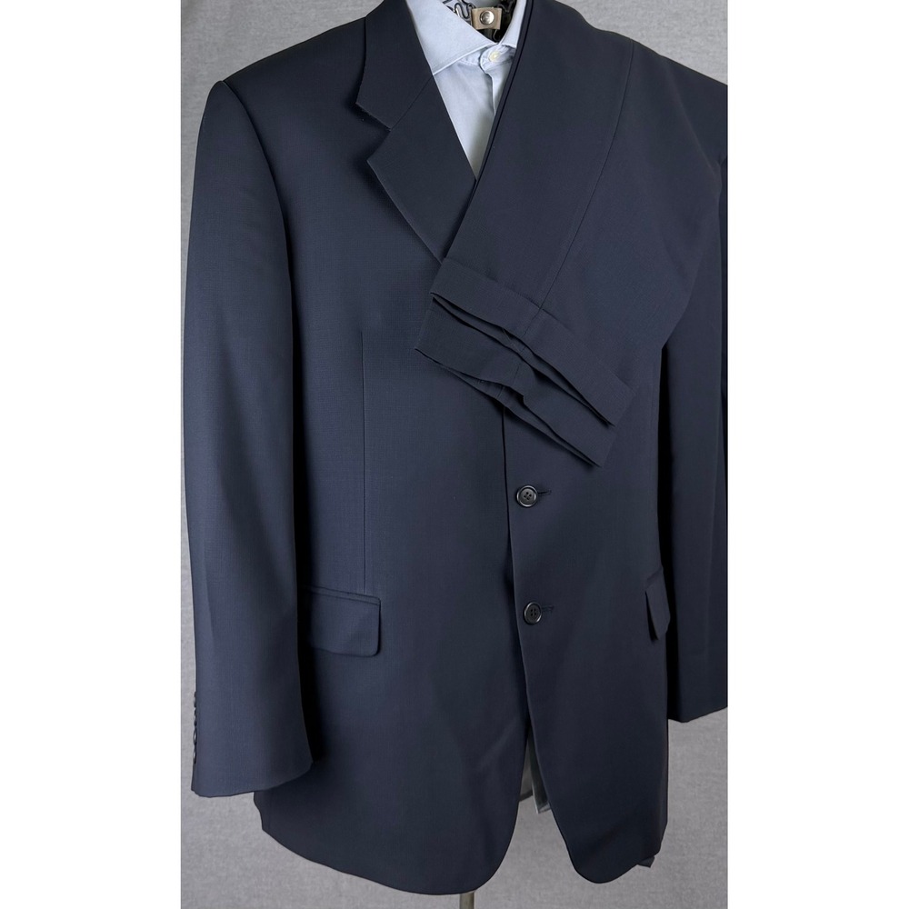 Valentino Uomo Vintage Navy Blue 2 Piece Suit 39x31.5 Wool 3 Button Blazer Mens